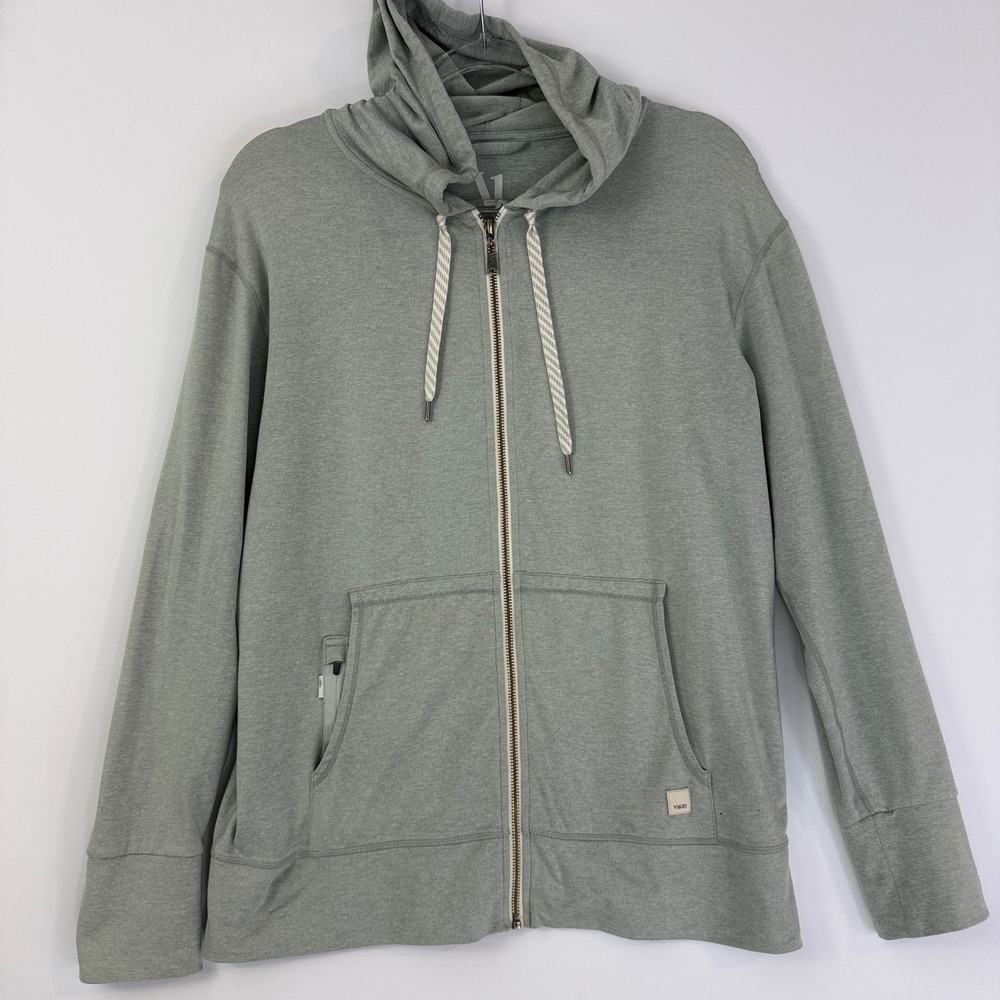 Vuori Halo Performance Hoodie Womens Large Sage Green Zip Up VW201 DreamKnit